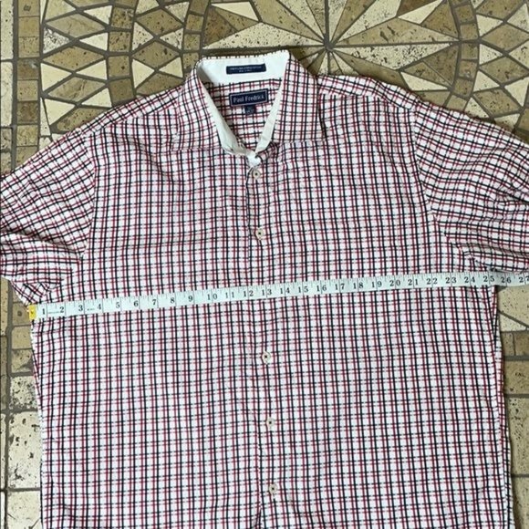 Paul Fredrick Button Down Casual Dress Red Plaid Men's Shirt 16.5 34-35 - Picture 3 of 8